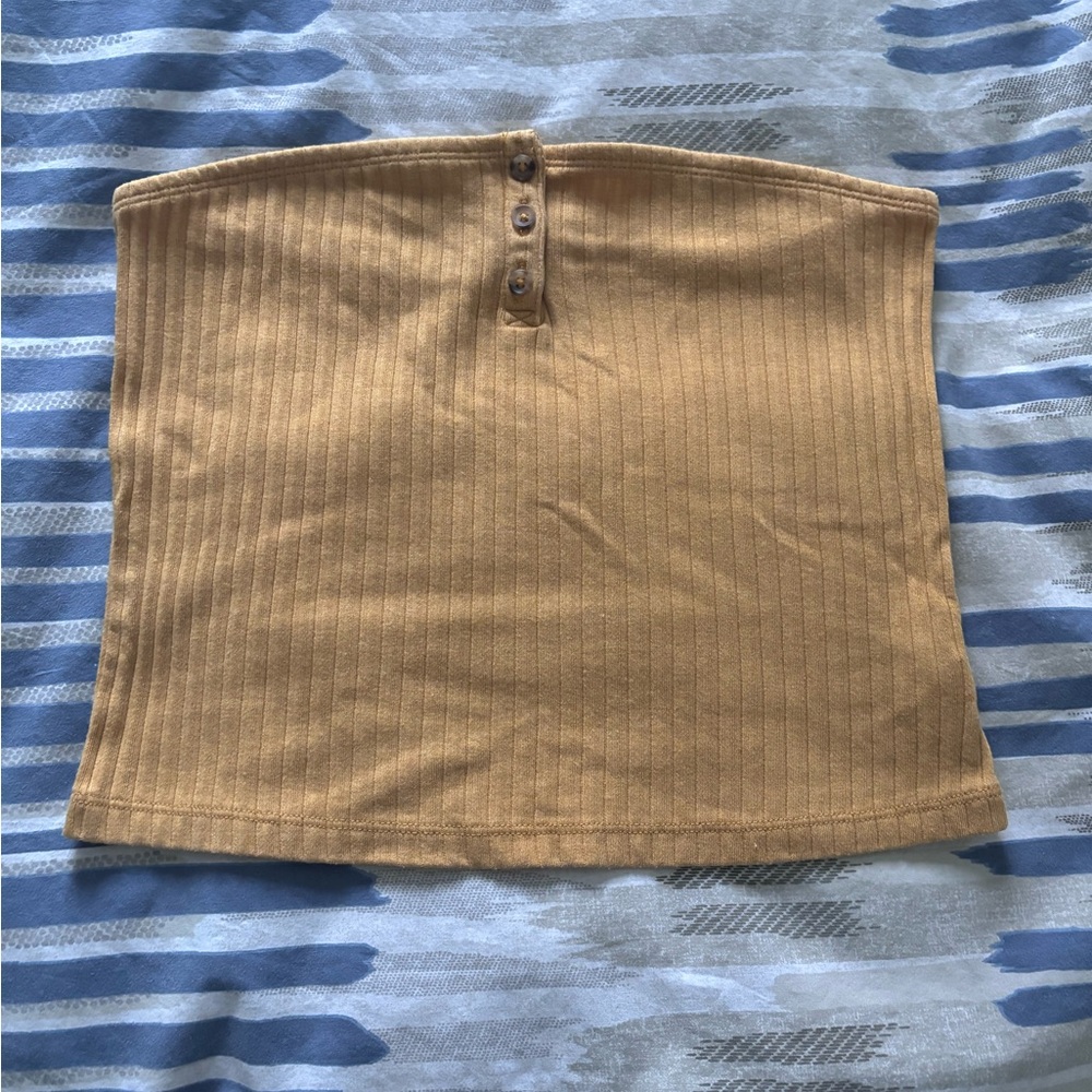 American Eagle Outfitters Yellow Ribbed Sleeveless Crop Top